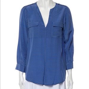 Joie turquoise blue silk button blouse